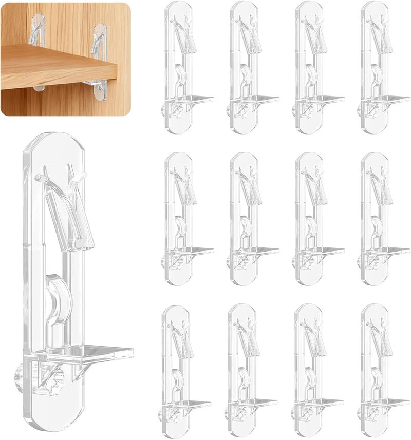Vibit 28 Pcs Clear Plastic Cabinet Shelf Pegs, 5 mm Cabinet Shelf Pins, Self-Locking Shelf Support Pegs Shelf Brackets for 3/4 Inch Thick Shelves, Cabinet Shelf Clips for Wood Shelving - Image 1